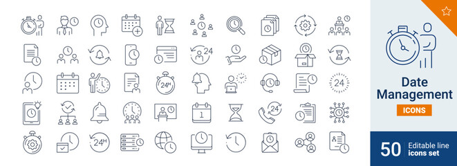 Date management feedback icons Pixel perfect. Team,time, clock, ...	
