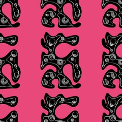 Naklejka premium Hand drawn geomethic seamless pattern illustration graphic shaper neon vivid