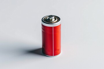 a red and silver battery