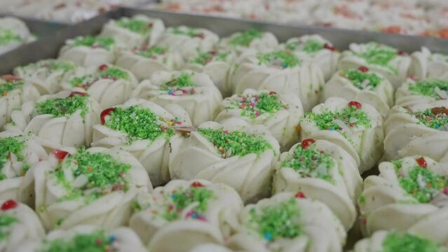 Closeup shot of delicious homemade Indian Bengali Sandesh sweets