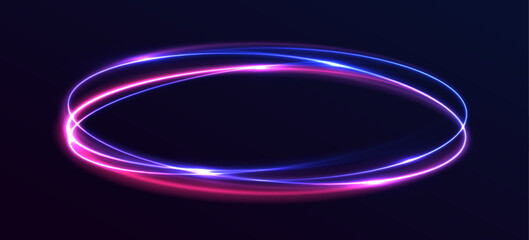 	
Abstract bright neon loop with transparency. Glowing spiral cover.Neon light circle of speed in the form of a round whirlpool.	