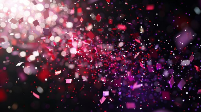 Abstract background with flowing colorful glowing triangular fragments. Futuristic header or banner with sharp debris of abstract broken glass