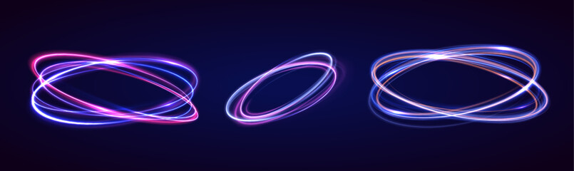 	
Abstract bright neon loop with transparency. Glowing spiral cover.Neon light circle of speed in the form of a round whirlpool.	