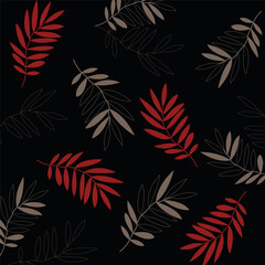 Luxury nature black background. Floral pattern. Vector illustration 10 EPS.