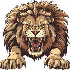  KS aggressive lion with claws vector illustration on whit