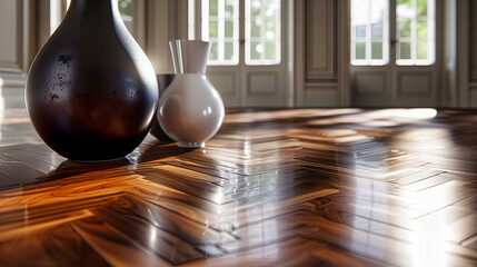 Wooden Flooring Detail, Warm and Natural Interior Design, Closeup of Textured Hardwood Parquet