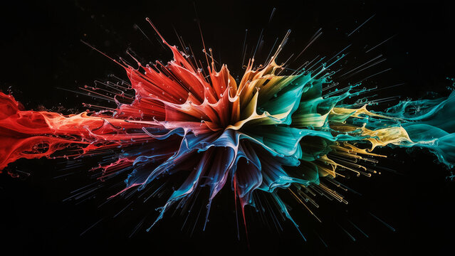 Explos&atilde;o Vibrante de tinta em cores l&iacute;quidas em movimento.