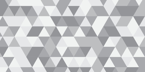 Abstract geometric white and gray background seamless mosaic and low polygon triangle texture wallpaper. Triangle shape retro wall grid pattern geometric ornament tile vector square element.