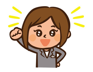 スーツを着ている女性の表情イラスト