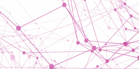 Abstract technology connection network of purple particles and lines. Global network Futuristic grid artificial intelligence connections. Plexus of lines and dots and connected particles Vector