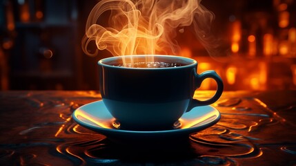 Cup of streaming hot coffee