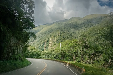 Fototapeta premium Emty road with hills background.
