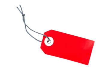 Red Label with Cord - isolated on White