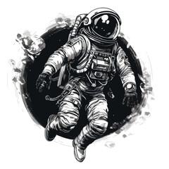 Astronaut in spacesuit fling in the space with space rocket  © AlAmin