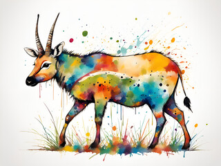 Colorful painting art striped African grassland animal pictures, illustrations
