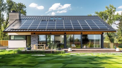 A house that embraces eco-friendly living with solar  AI generated illustration