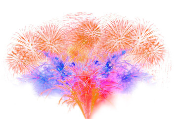 colourful firework display set for celebration happy new year and merry christmas and  fireworks on...