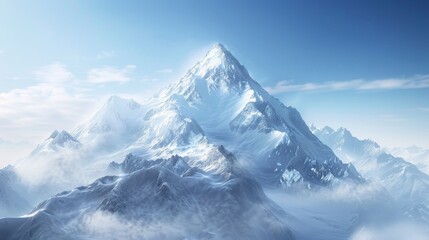 A majestic mountain peak rising proudly above the wo AI generated illustration - obrazy, fototapety, plakaty