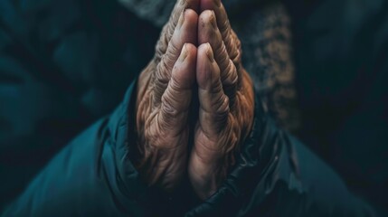 A pair of hands clasped in prayer emphasizing the ac  AI generated illustration