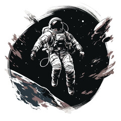 Astronaut in spacesuit fling in the space with space rocket  © AlAmin