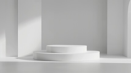 A simple setup featuring  podium in  white backgro AI generated illustration