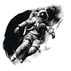 Astronaut in spacesuit fling in the space with space rocket  © AlAmin