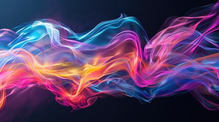 Colorful abstract liquid motion curved wave flow explosion on black background, abstract colorful smoke on a black background, Abstract multicolored smoke on a black background - obrazy, fototapety, plakaty
