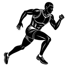 runner-vector-illustration-silhouette-black-on-whi