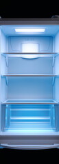 Portrait of an inside opened mini empty refrigerator, minimalist сreated with Generative Ai

