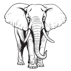 Elephant logo sketch hand drawn in doodle style illustration