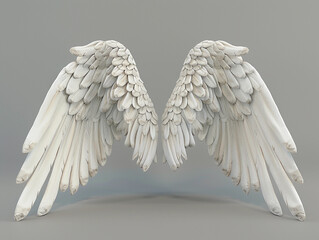 Angel wings on gray background 