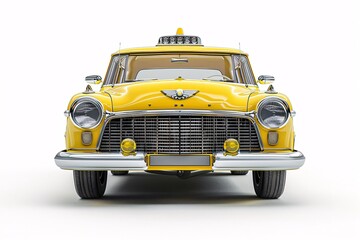 a yellow taxi cab with a white background
