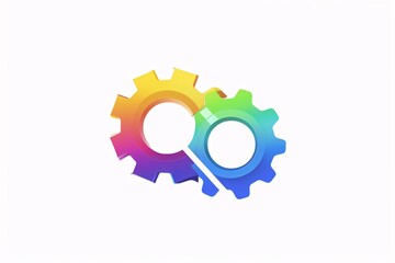 a colorful gears with a white background