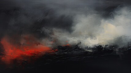 黒の赤の油絵の抽象画