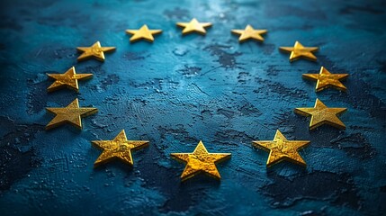 An artistic representation of the GDPR concept Acronym prominently displayed against a blue background, complemented by a circle of yellow stars reminiscent of the European Union flag - obrazy, fototapety, plakaty