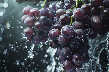 grapes in the water splash