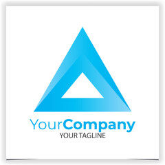 Vector gradient blue triangular logo design template