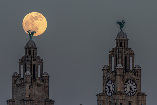 Moon rising over Liverpool