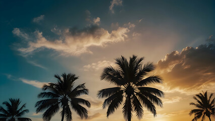 Fototapeta na wymiar Coconut trees at sunset