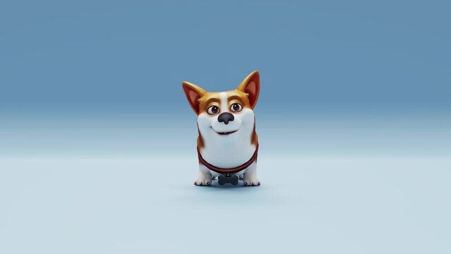 3D animation of a curious corgi dog appearing to hear something. Ideal for animations, presentations, and projects