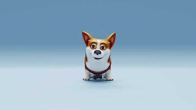 Friendly 3D animation of a corgi dog saying hi. Perfect for greeting messages, presentations, and projects