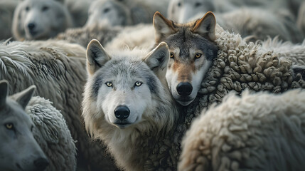 Fototapeta premium generated image of a wolf in sheeps clothing