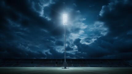 Floodlight pole in sports stadium against the sky silhouette concept - obrazy, fototapety, plakaty