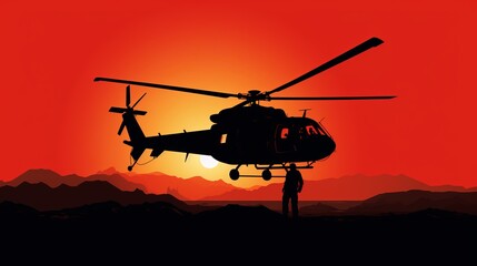 Fototapeta na wymiar Helicopter outline silhouette concept
