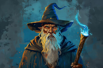 Geheimnisvoller Zauberer: Illustration eines Magiers in der Dunkelheit