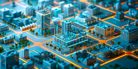 Smart city of the future, a digital illustration of urban life enhanced by technology and connectivity