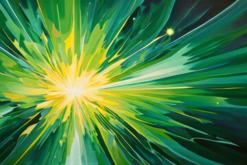 Abstract green background. Explosion star with gloss - obrazy, fototapety, plakaty