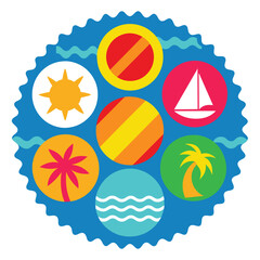 Summer Water colored Stamps design vector