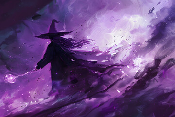 Mystische Hexe: Illustration einer geheimnisvollen Zauberin in der Dunkelheit