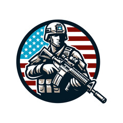 American Soldier Character Vector Illustration , Army Cartoon Logo Vector EPS
